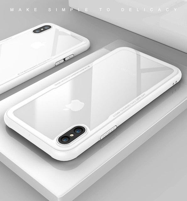 Tempered Glass Case For iPhone 12 12Pro 11 Pro X XR XS Max SE2 High Quality Clear Soft Silicone Glass Cover For iPhone 7 8 Plus