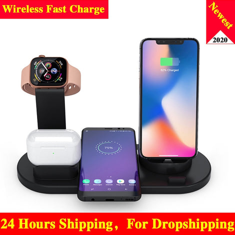 10W Qi Wireless Charger Dock Station 4 in 1 Wireless Charging Wireless Chargers Phone Carregadores Sem Fio Cargador Inalambrico