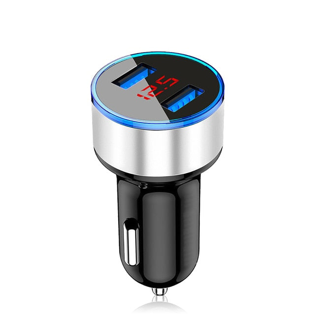 GTWIN 4.8A Car Charger Mobile Phone Fast Charging Adapter in Car with LED Display Quick Charge Dual USB Car Charger Universal