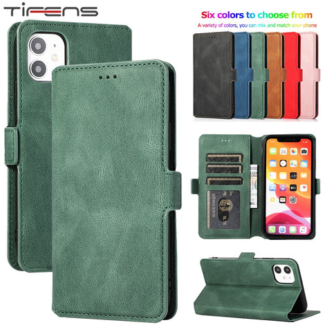 Leather Flip Wallet Case For iPhone 12 Mini 11 Pro XS MAX X XR 8 7 6s 6 Plus 5 5s SE 2020 Card Stand Slot Phone Cover Coque Etui