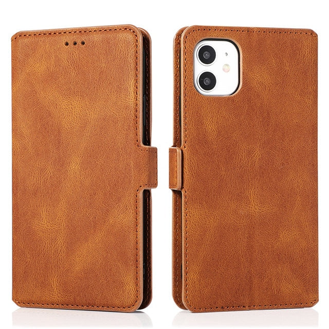 Leather Flip Wallet Case For iPhone 12 Mini 11 Pro XS MAX X XR 8 7 6s 6 Plus 5 5s SE 2020 Card Stand Slot Phone Cover Coque Etui