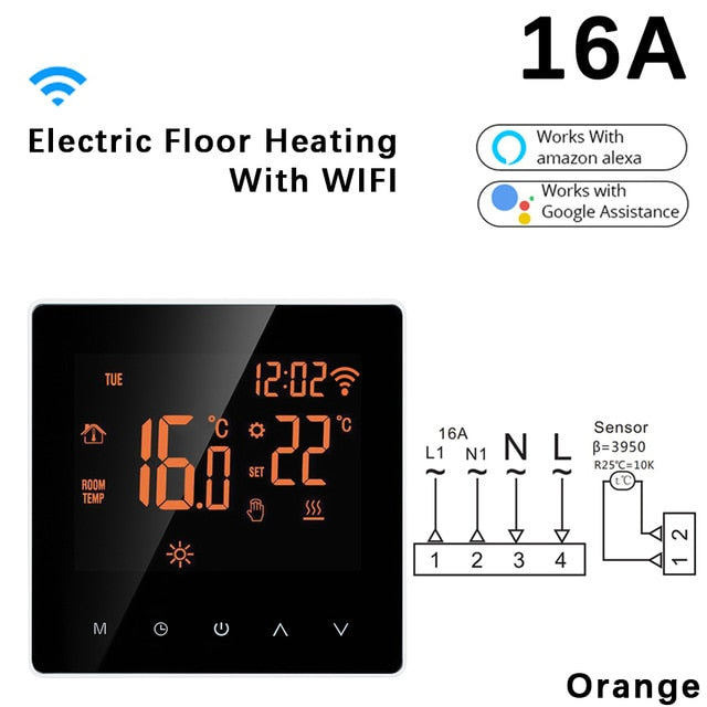 3A/16A WiFi Smart Thermostat LCD Display Touch Screen for Electric Floor Heating Water/Gas Boiler Temperature Remote Controller