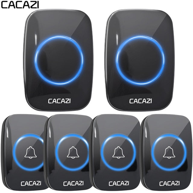 CACAZI 60 Chime 110DB 300M Wireless Doorbell Waterproof Remote EU AU UK US Plug Smart Door Bell Battery 1 Button 1 2 3 Receiver