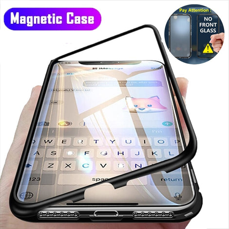 Magnetic Adsorption Metal Case For iPhone SE 2020 11 Pro Max Tempered Glass Back Case For iPhone XS Max XR X 8 7 6S 6 Plus Cover