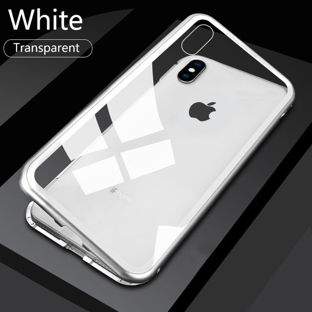 Magnetic Adsorption Metal Case For iPhone SE 2020 11 Pro Max Tempered Glass Back Case For iPhone XS Max XR X 8 7 6S 6 Plus Cover