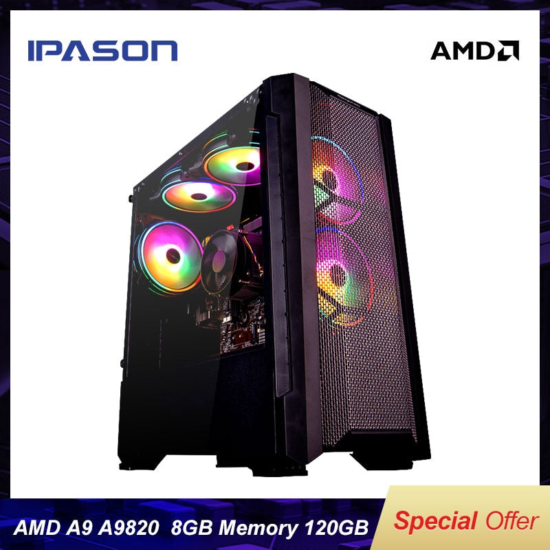 Hot Selling Gaming PC A9 9820 8-Core APU R7 350 Integrated Card GPU DDR3 8G RAM 120G SSD Compared With i5-7400 High Performance