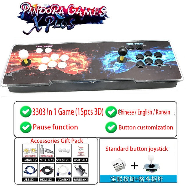 3D Pandora Retro Arcade Box 4018 in 1 Save Function Zero Delay Support Online WIFI Download Games USB Gamepad Joystick Console