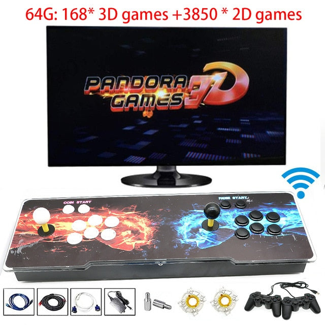 3D Pandora Retro Arcade Box 4018 in 1 Save Function Zero Delay Support Online WIFI Download Games USB Gamepad Joystick Console