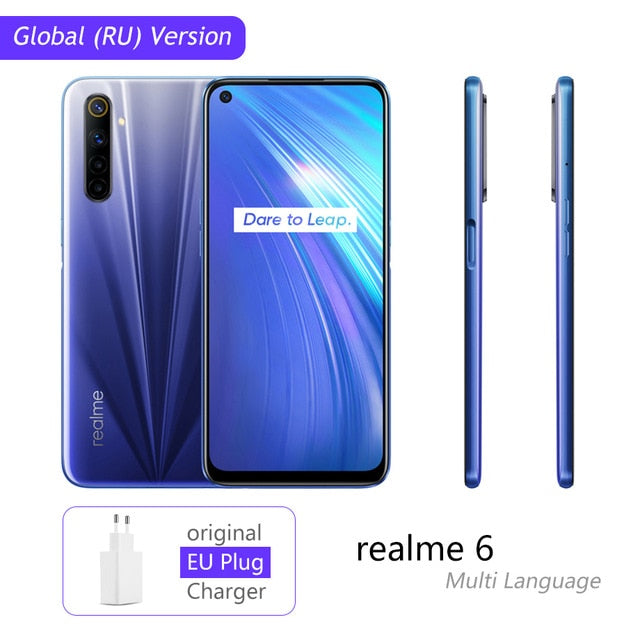 realme 6 NFC Global Version 4GB 128GB Mobile Phone 90Hz Display Helio G90T 30W Flash Charge 64MP Camera Telephone Android Phones