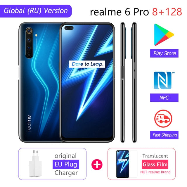 Realme 6 Pro Mobile Phone 6.6inch 90Hz Display 64MP Cam 8GB 128GB Snapdragon 720G Smartphone Cellphone Android Phone Telephones