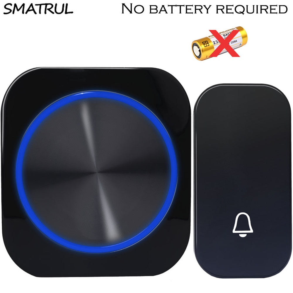 SMATRUL Self Powered Waterproof Wireless DoorBell Door Bell Night Light No Battery EU Plug Smart Home 1 2 Button 1 2 Receiver