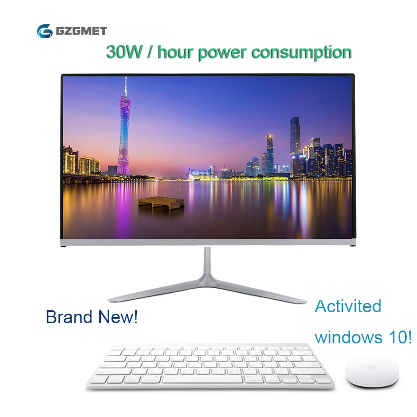 23.6 Inch All In One Pc Windows 10 Computer Intel I3 I5 Core Wifi Desktop Pc Lcd Screen with Keyboard Mouse