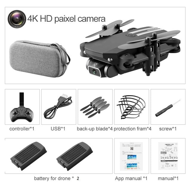 XKJ 2020 New Mini Drone 4K 1080P HD Camera WiFi Fpv Air Pressure Altitude Hold Black And Gray Foldable Quadcopter RC Dron Toy