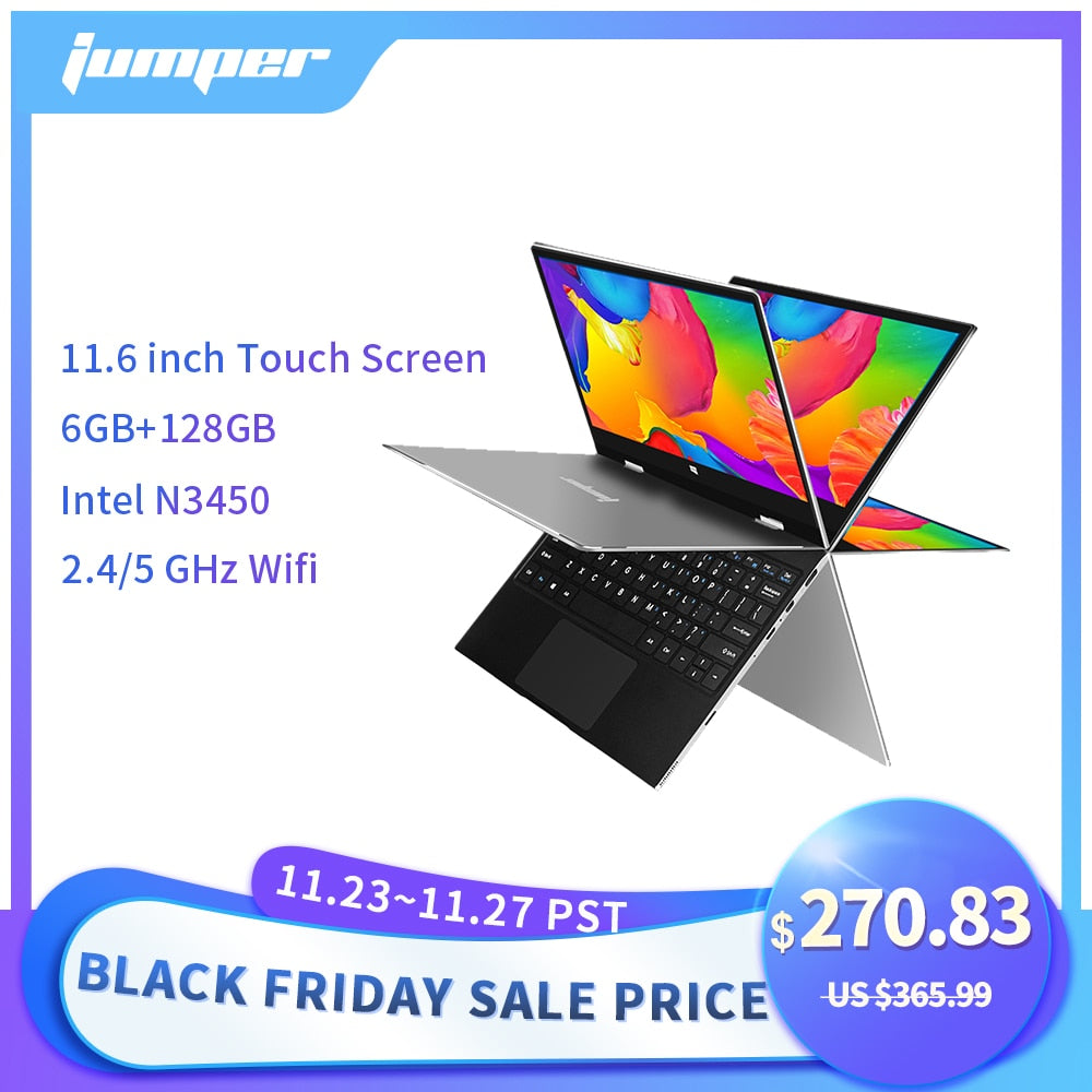 Jumper EZbook X1 6GB 128GB Intel N3450 Quad Core Notebook 360° Rotating  Laptop 11.6 Inch 1920*1080 IPS Touch Screen Computer