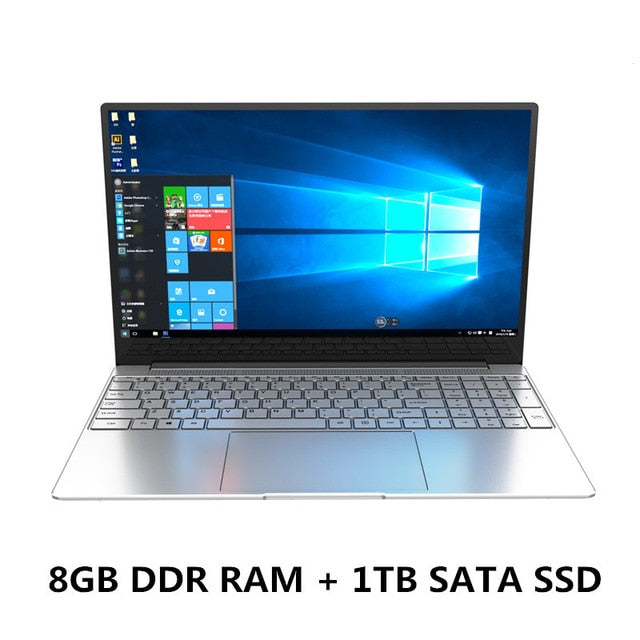 15.6 Inch  Laptop Quad Core DDR 8GB RAM 512GB 1TB ROM for Intel Celeron J4125 Windows 10 Pro Computer Bluetooth Backlit keyboard