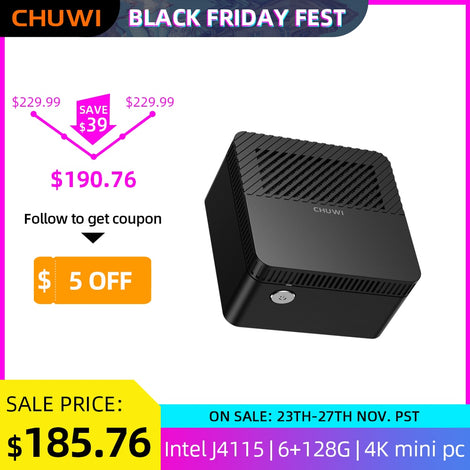 CHUWI LarkBox 4K Mini PC Intel Celeron J4115 Quad Core 6GB RAM 128GB ROM Windows 10 Desktop Computer HDMI USB-C