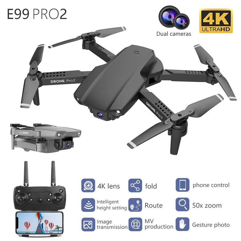 LSKJ E99 Pro2 RC Mini Drone 4K HD Dual Camera WIFI FPV Professional Aerial Photography Helicopter Foldable Quadcopter Drone Toys