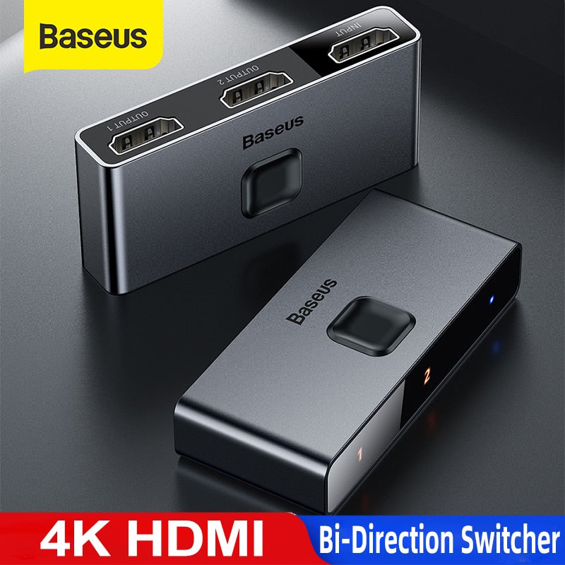 Baseus HDMI Switch 4K HDMI Switch Adapter HDMI Switch 2x1 for PS4/3 TV Box Switch HDMI Bi-Direction Switch Game TV HDMI Switcher