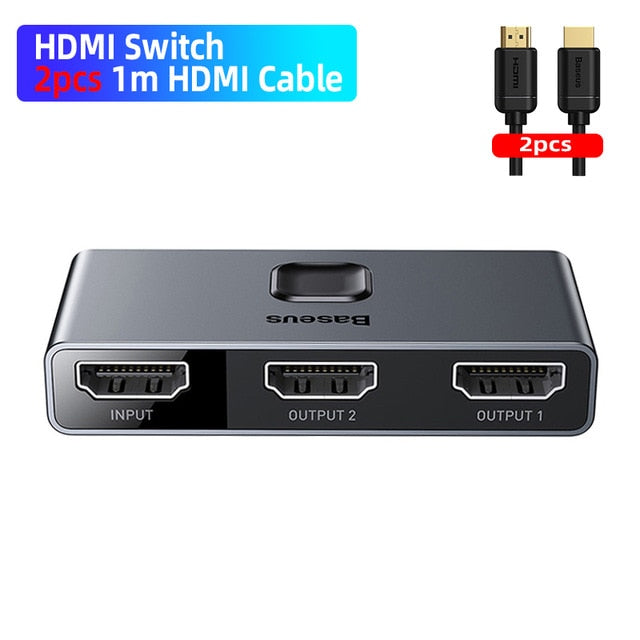 Baseus HDMI Switch 4K HDMI Switch Adapter HDMI Switch 2x1 for PS4/3 TV Box Switch HDMI Bi-Direction Switch Game TV HDMI Switcher
