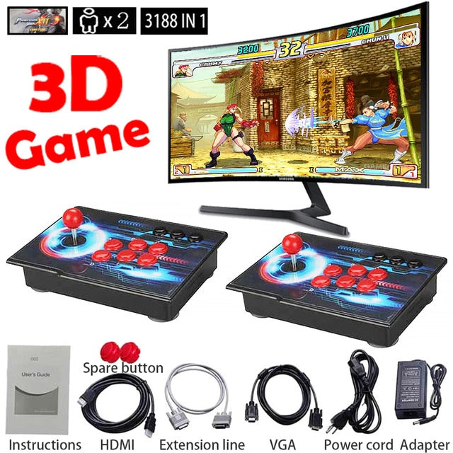 Pandora XII 3188 IN 1 Game Board 51 3D Games PC Arcade Joystick Controller Retro Arcade Console Family Play Station