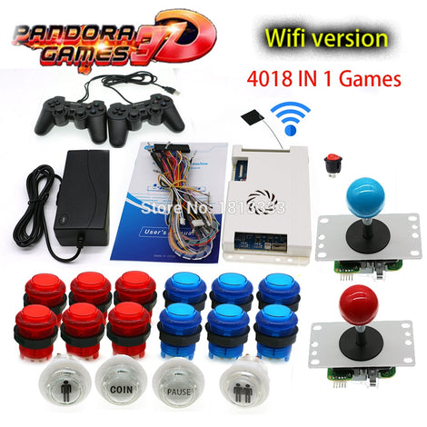 3D Pandora Arcade Console DIY Kit WIFI Download Features 4018 in 1 Game Board USB Gamepad Light Push Button 4 Way 8 Way Joystick