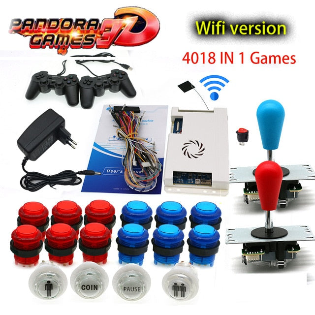3D Pandora Arcade Console DIY Kit WIFI Download Features 4018 in 1 Game Board USB Gamepad Light Push Button 4 Way 8 Way Joystick