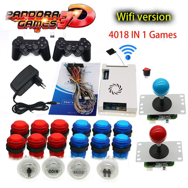 3D Pandora Arcade Console DIY Kit WIFI Download Features 4018 in 1 Game Board USB Gamepad Light Push Button 4 Way 8 Way Joystick