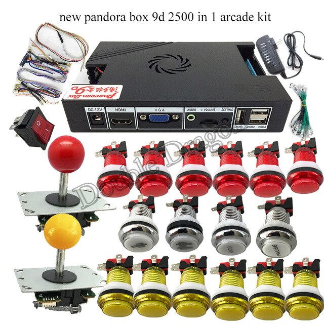 Arcade Console Diy Kit Family Home Version 2500 in 1 Pandora Box 9d with 10 3D Games LED Button 5pin Joystick Adapter Cables
