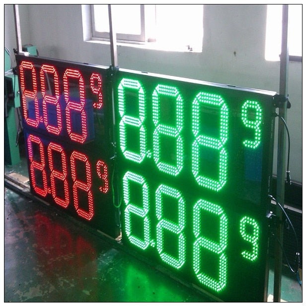 7 Segment Oil/Gas fuel /diesel green 12 8'' 8.889/10 digital numbers led gas/oil/petrol station price display sign board screen