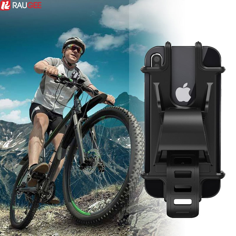 Raugee Phone Holder Bike Silicone Soft Bicycle Handlebar Clip Stand GPS Mount Bracket For iPhone Samsung XS XR Mountain Motor