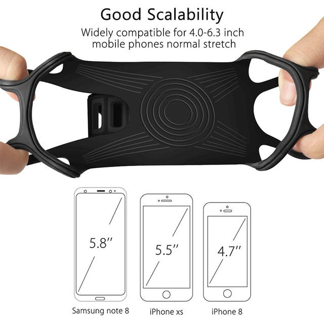 Raugee Phone Holder Bike Silicone Soft Bicycle Handlebar Clip Stand GPS Mount Bracket For iPhone Samsung XS XR Mountain Motor