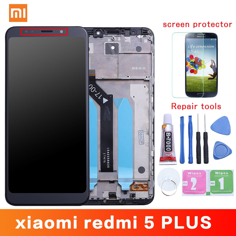 Original For Xiaomi Redmi 5 Plus LCD Display + Frame 10 Touch Screen Redmi5 Plus LCD Digitizer Replacement Repair Spare Parts